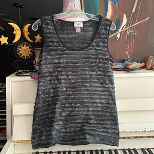 Lavish Black Textured Striped Tank Top M